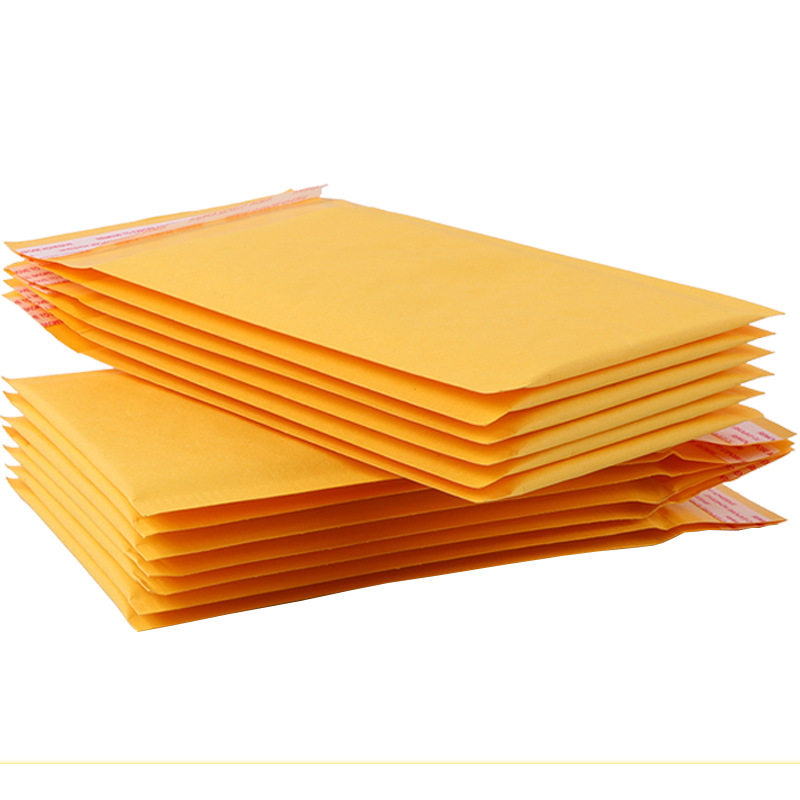 牛皮纸气泡袋防水泡沫黄色自封袋超厚信封快递包装袋钉制