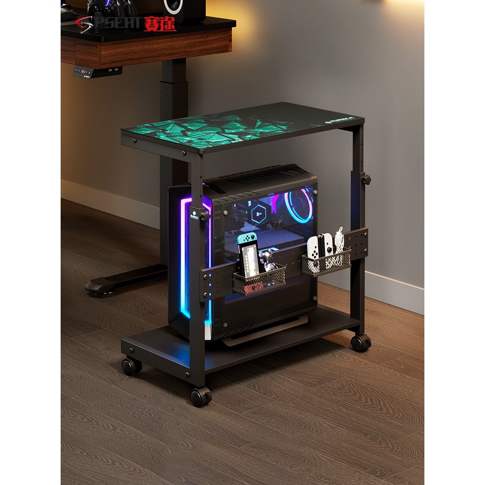 赛途大尺寸主机托架台式电脑移动主机车电竞海景房机箱升降置物架