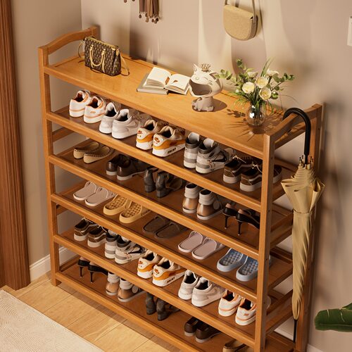 简易楠竹鞋架多层家用门口置物架入户小窄鞋架子室内鞋柜出租屋用