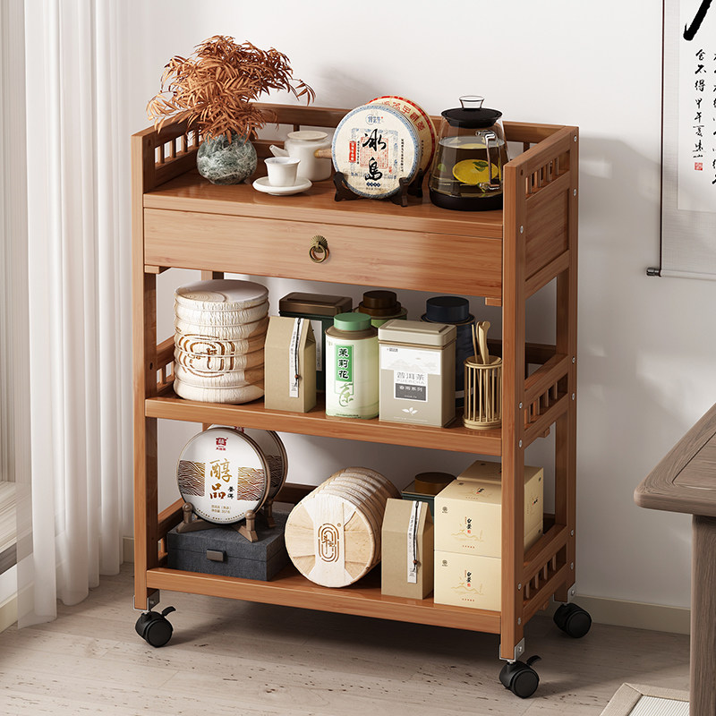 移动小推车茶几置物架小户型边几带轮茶桌边柜麻将桌茶几茶水架子