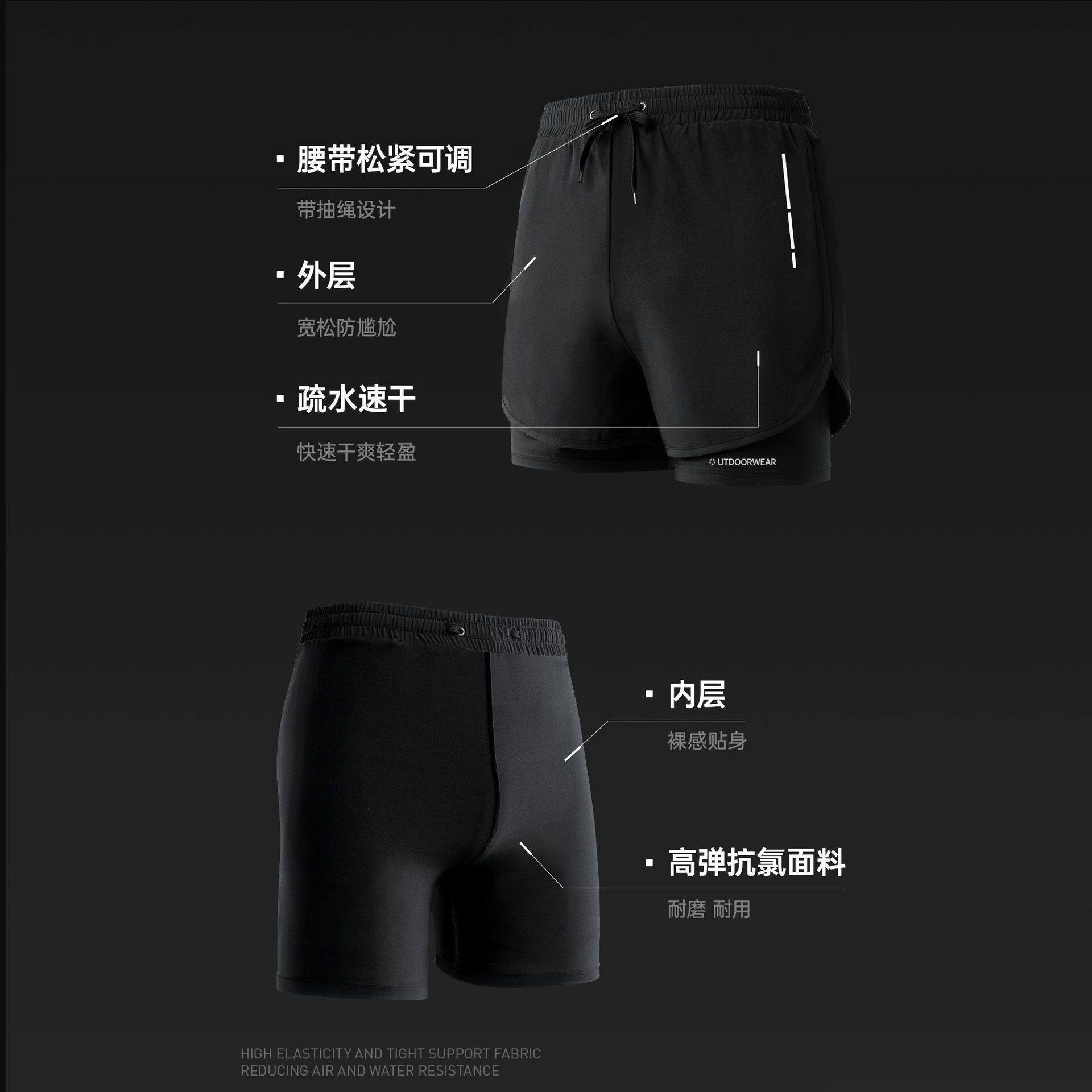 高档游泳裤男款男士泳帽泳镜三件套泳衣鼻夹耳塞内双层防尴尬