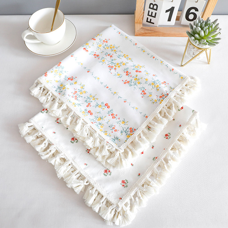 键盘田园风盖巾电脑纯棉防尘盖布冰箱碎花小方巾床头柜打印机多用