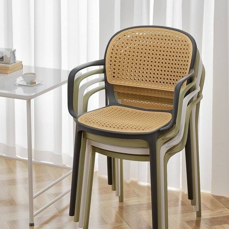 塑料椅子藤编北欧家用叠放餐椅户外休闲网红靠背椅扶手桌椅镂空椅,住宅家具,餐椅,淘宝优惠券,粉丝福利购,淘宝优惠卷