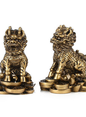 麒麟摆件一对家居装饰品客厅卧室阳台电视柜酒柜店铺开业摆设