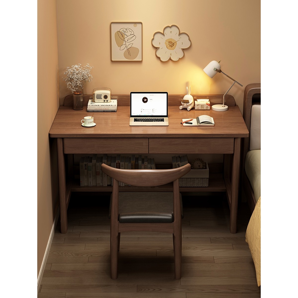 实木书桌简约家用办公桌学生学习桌电脑桌卧室写字桌小户型桌子