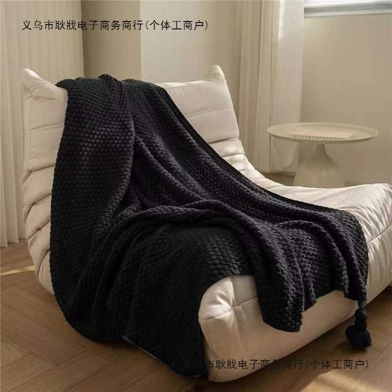 北欧复古风天鹅绒毛毯高端针织毯办公室午睡毯子黑色高级沙发盖毯,家居饰品,家饰软装搭配套装,淘宝优惠券,粉丝福利购,淘宝优惠卷