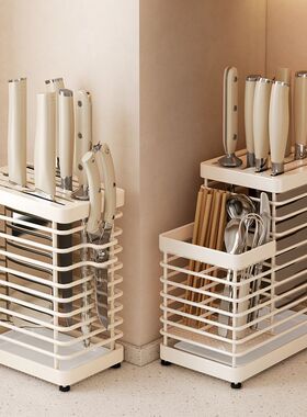 白色304不锈钢刀架厨房专用置物架家用台面筷子筒壁挂式收纳架