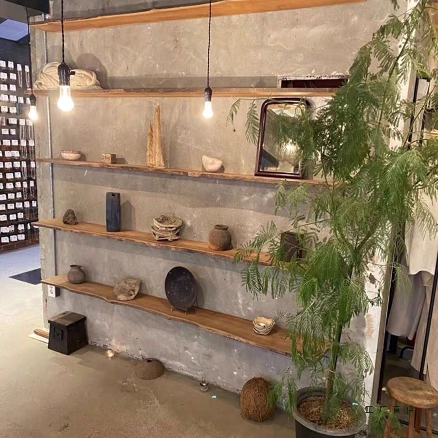 墙上置物架一字板自然边壁挂书架电视隔板客厅装饰架博古书桌吧台