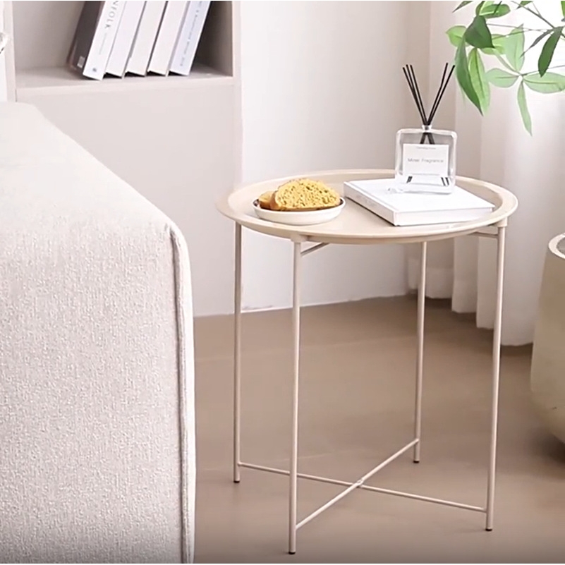 北欧现代简约茶几奶油风沙发边几家用小圆桌创意迷你卧室床头柜