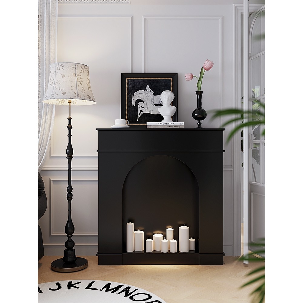 法式壁炉装饰柜现代简约直播间背景墙入户民宿玄关走廊陈列置物柜