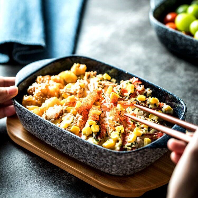 芝士焗饭烤盘微波炉加热碗陶瓷感盘子个人碗托盘餐盘