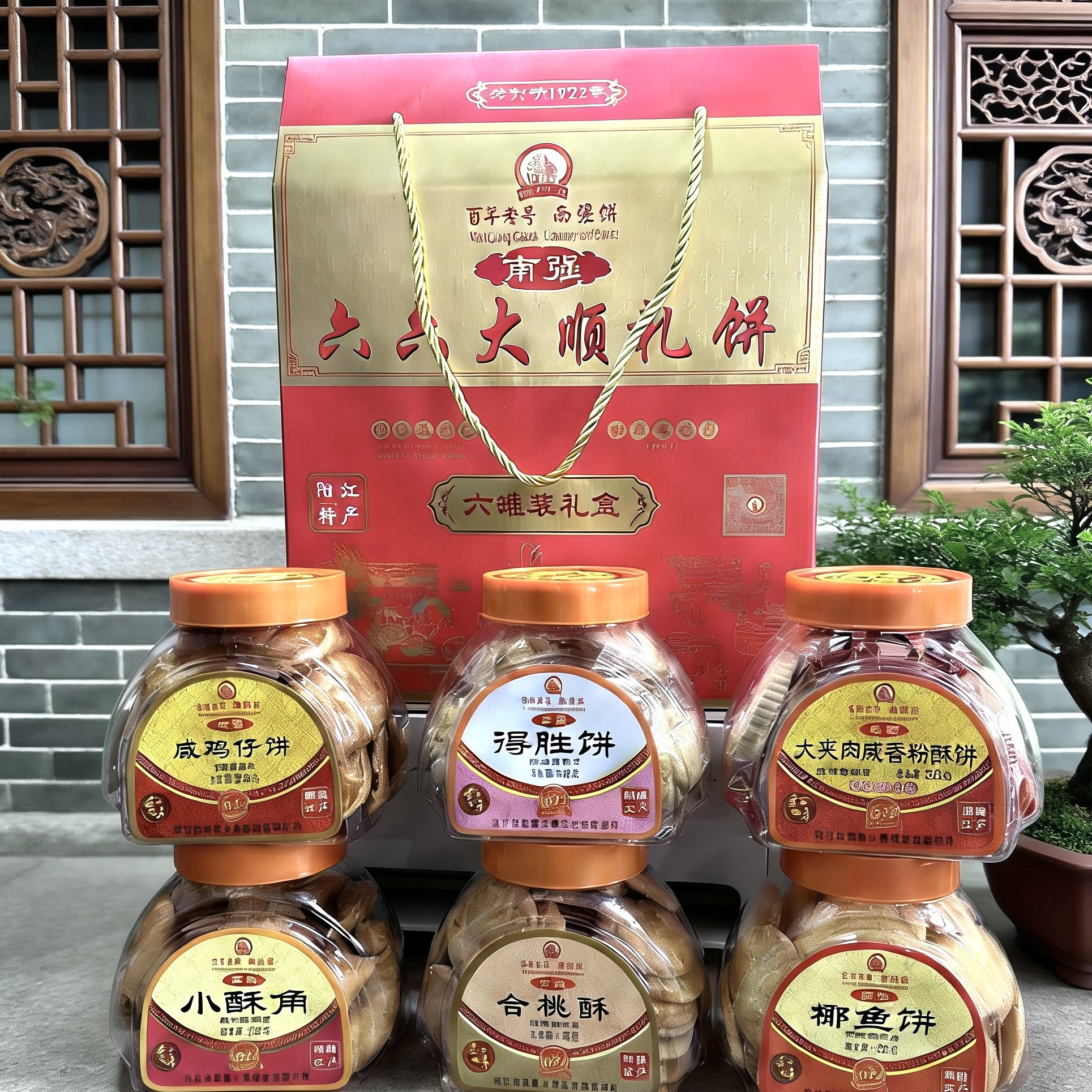 阳江特产南强六六大顺礼小酥角咸鸡仔饼椰鱼饼得胜饼大夹肉核桃酥