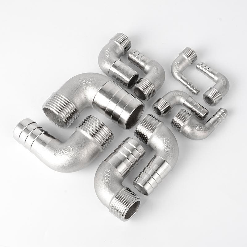 304不锈钢外丝弯头宝塔接头4分6分软水管竹节直插90度内丝宝塔头