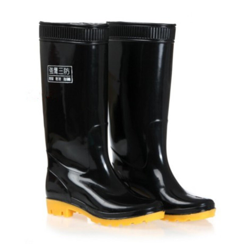 。雨鞋男款中高筒黑色雨靴防滑防水耐磨钓鱼三防工作牛筋底胶鞋套
