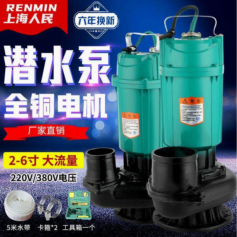 德国进口上海人民潜水泵5寸6寸220V清水泵农用灌溉家用大流量高扬