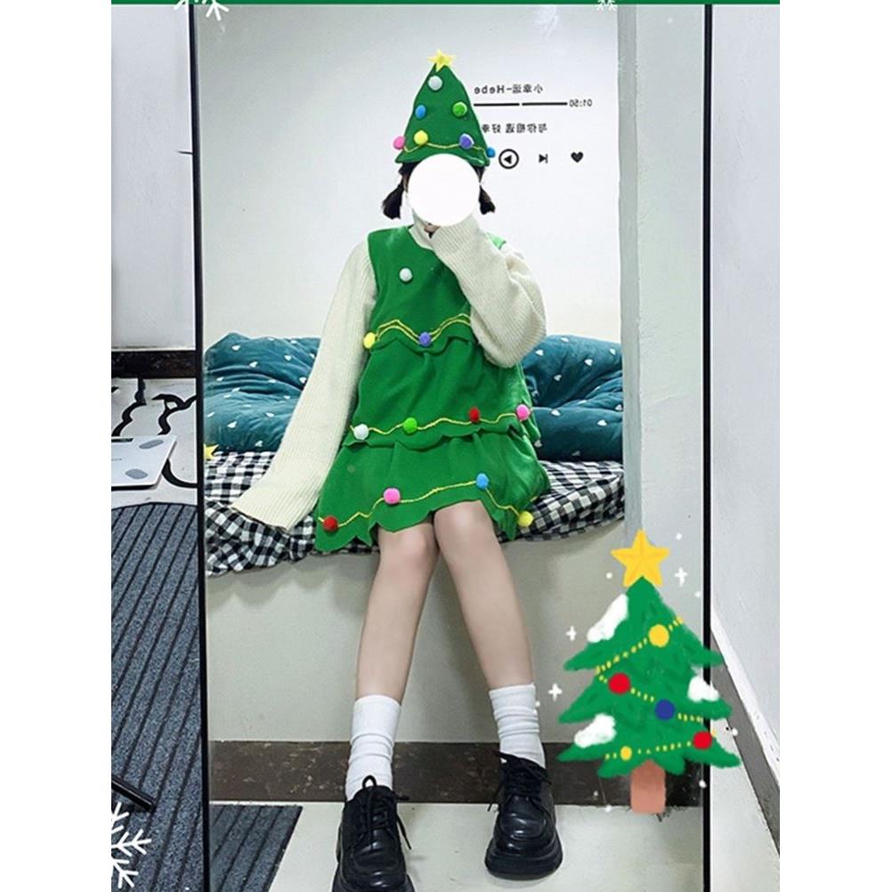 圣诞套装圣诞节女装cos衣服穿搭圣诞树服装女裙圣诞服主题连衣裙