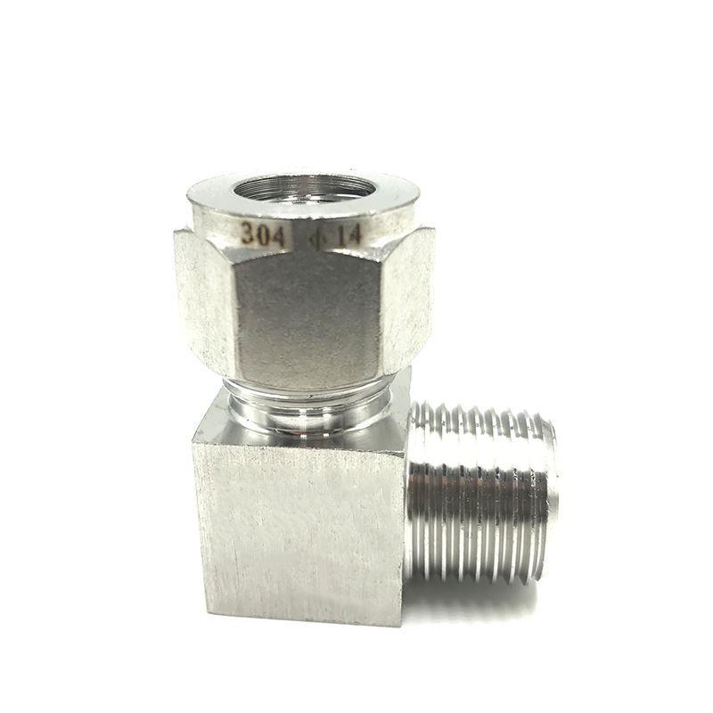 304/316不锈钢双卡套弯头终端ZG仪表气源铜管RC直角90度接弯通NPT