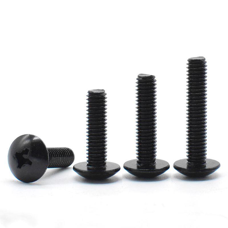黑色304不锈钢十字大扁头螺丝蘑菇圆头螺栓伞头机螺钉M3M4M5M6M8