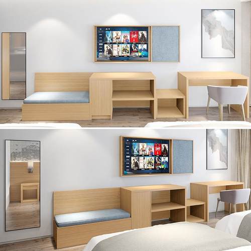 酒店宾馆家具快捷连锁客房民宿公寓专用家用一体沙发电视柜行李架