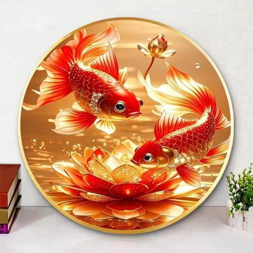 镶框钻石画满钻石魔方钻石贴纸钻石刺绣新中国风客厅入口圆财富锦