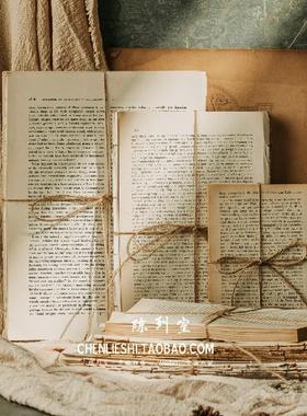 旧英文书页复古摆件背景纸背景布做旧英文老书页草坪婚礼拍照道具