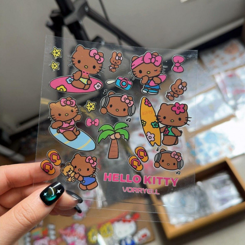 凯蒂猫HelloKitty转印贴杯子手机壳可爱儿童卡通水晶透明防水贴纸