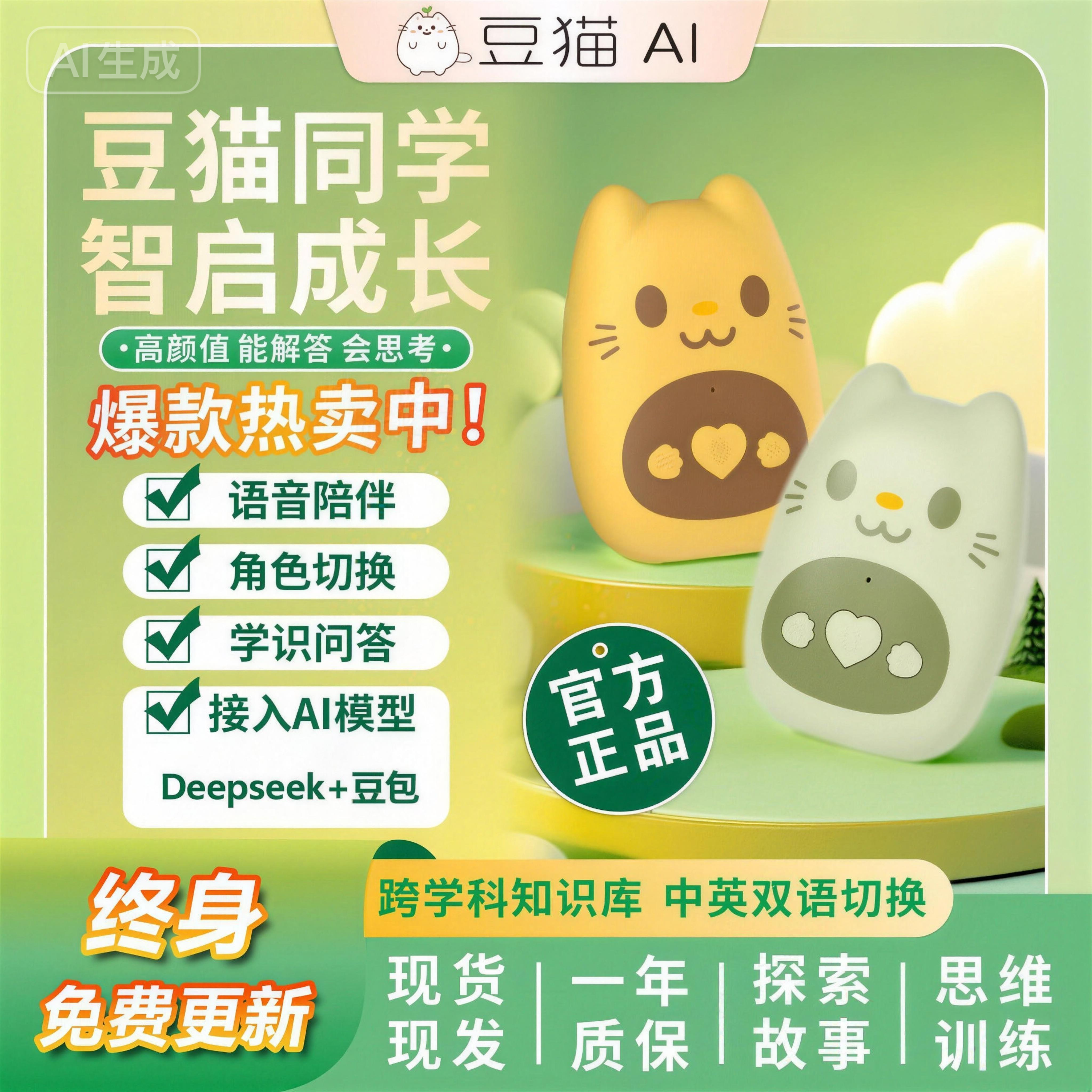 豆猫ai智能故事机人工智能语音互动对话益智早教儿童宝宝AI玩具,玩具/童车/益智/积木/模型,AI玩具,淘宝优惠券,粉丝福利购,淘宝优惠卷