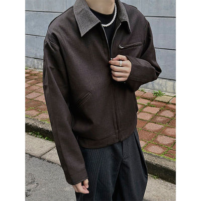 美式复古两面穿千鸟格夹克男款感老钱风cleanfit翻领西装外套