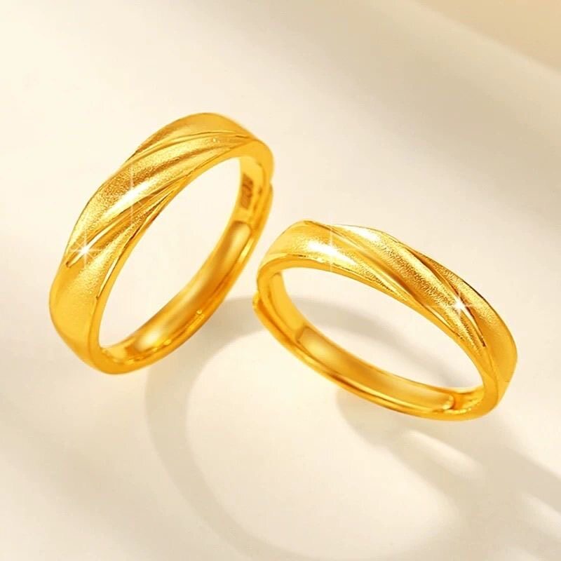 莫比乌斯环情侣对戒戒指黄金色女素圈指环婚嫁仿真三金送女友礼物