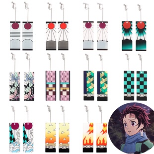 鬼灭之刃耳环 祢豆子蝴蝶忍炭治郎耳饰耳夹 动漫周边cos耳钩耳饰