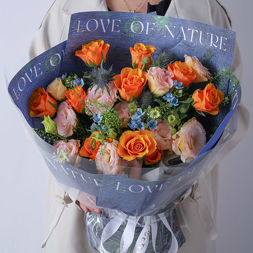 浪漫油画氛围纸鲜花花束纸莫奈花卉艺术包装纸diy花店