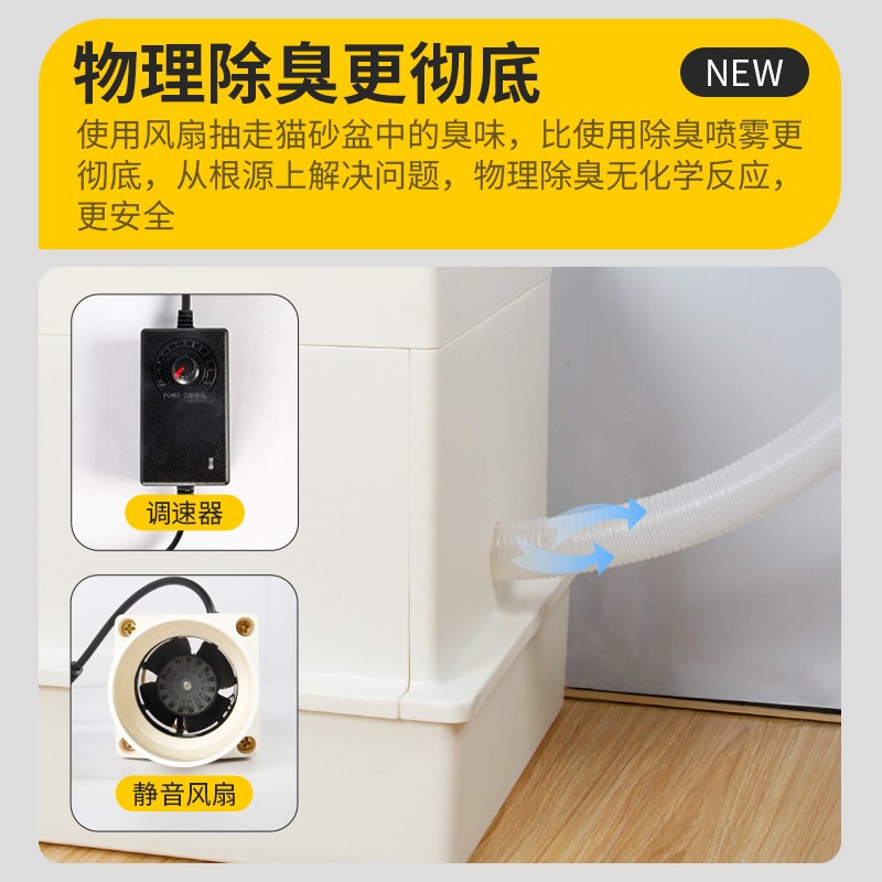 热销猫砂盆抽风机全封闭猫厕所排气扇防臭宠物除臭珠消臭通风换气