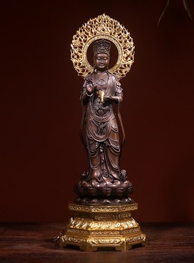 热销西方三圣铜佛像站立摆件阿弥陀佛佛像南海观音菩萨家用大势至