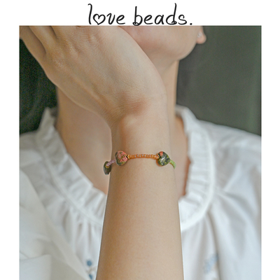 lovebeads原创复古爱心石手链女