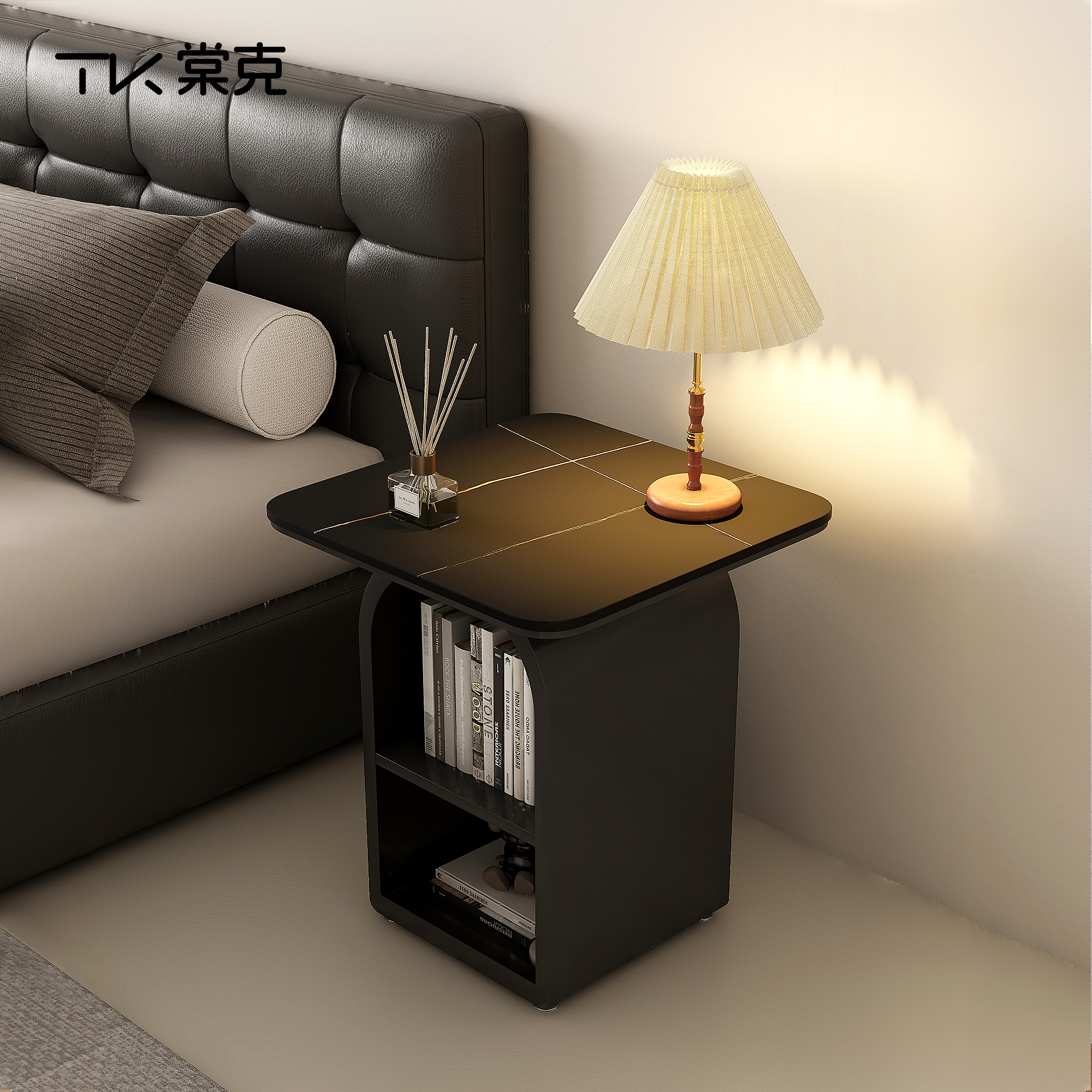 棠克床头柜小型家用卧室创意床边柜简约现代置物架子铁艺移动边几