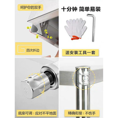 正方形不锈钢置物架两层储物厨房微波炉架家用碗架烤箱架收纳架子