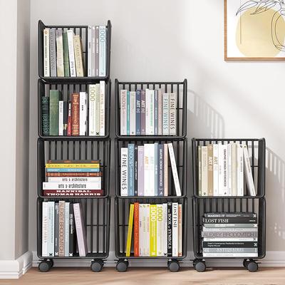 移动书架旋转带轮落地简易铁艺桌面多层书本收纳置物架创意省空间