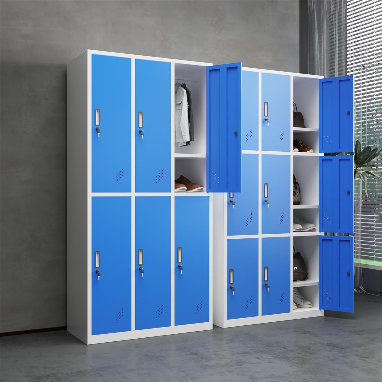 彩色更衣柜员工柜铁皮柜健身房换衣柜浴室储物柜带锁游泳馆存包柜