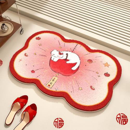 仿羊绒地垫新年款卡通可爱浴室地垫洗漱台装饰防滑垫加厚柔软地垫