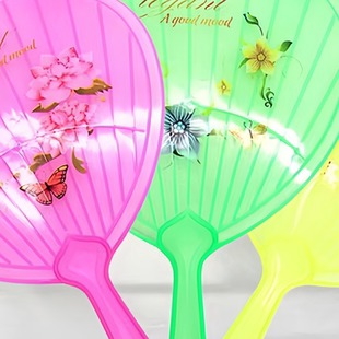 扇子手摇透明心形家用塑料扇子纳凉驱蚊长柄随身扇子 夏季
