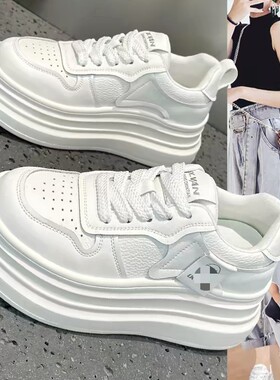 【维也娜老赵专享】AAL2603高定真皮厚底百搭小白鞋