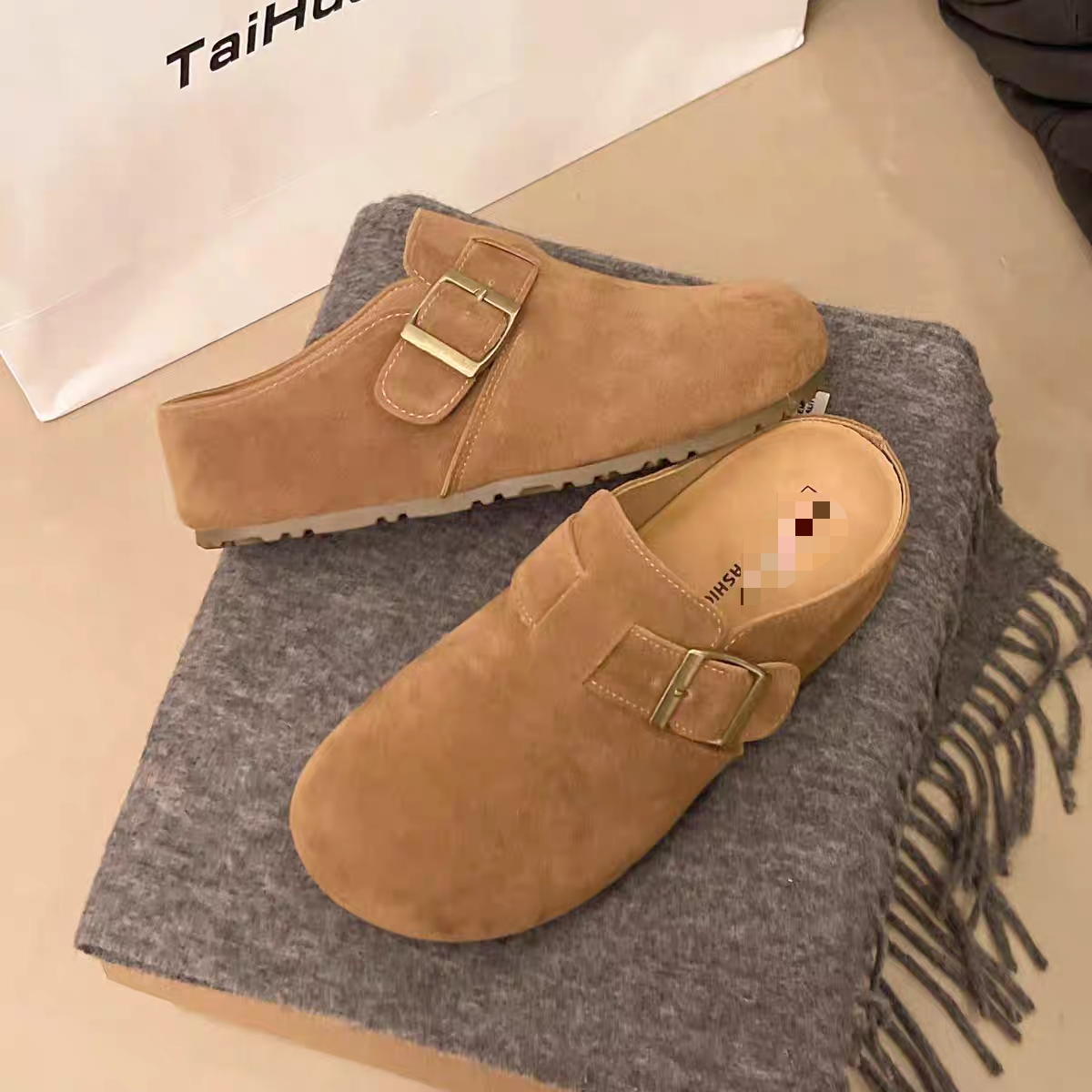 【维也娜老赵专享】BH99-1秋季百搭软底勃肯包头拖鞋