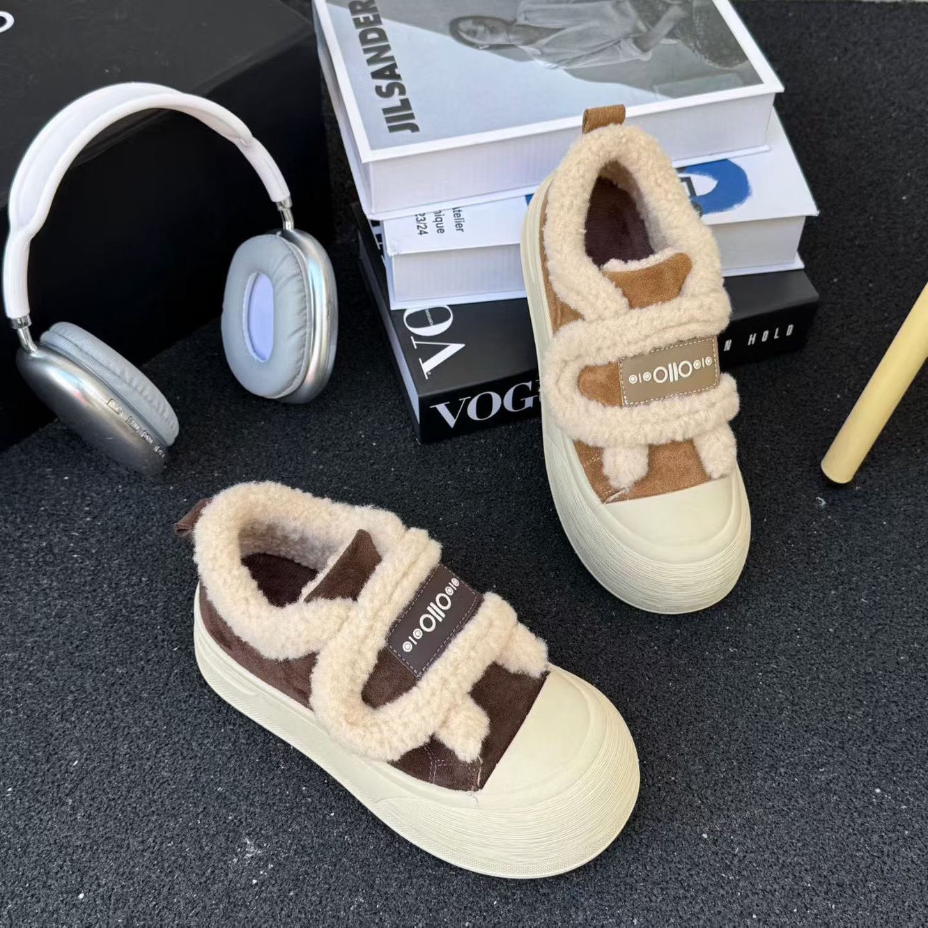 【维也娜老赵专享】LL2809高定新款韩版厚底真皮加绒魔术贴时尚雪