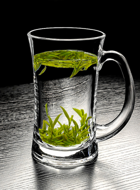 无铅玻璃茶杯带把高档高端绿茶杯无盖水杯家用高级感办公室泡茶