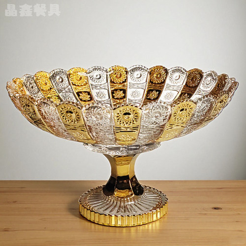 高颜值网红镀金高脚水果盘