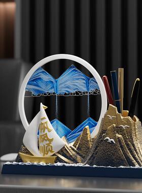 筒一SJ292帆风顺帆船创意笔流沙画 画摆件办公室面装饰品桌 开业