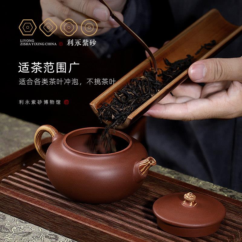 年利百永 宜紫砂壶功兴夫茶套ZYH装单壶紫泥绞泥逐具圆