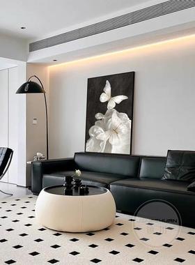 现代ZRK简客厅蝴装饰画高级感画卧室摆黑蝶白灰沙发背景约墙挂画