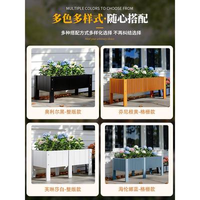 HLF户外防木长腐花槽制大盆户外庭花院黑色花箱围木栏阳台种植箱