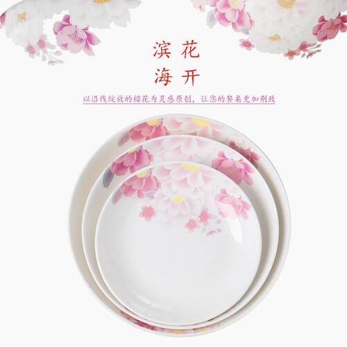 滨海0语碟子 景德镇陶瓷盘盘子盘子家用6祇6英寸果1祇花8英寸CKT